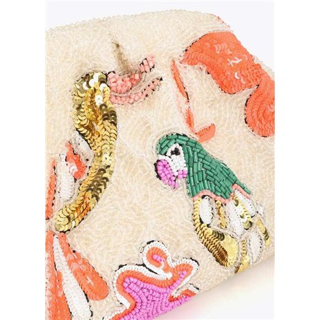 Bolso Cartera Pedreria Loritos Beig