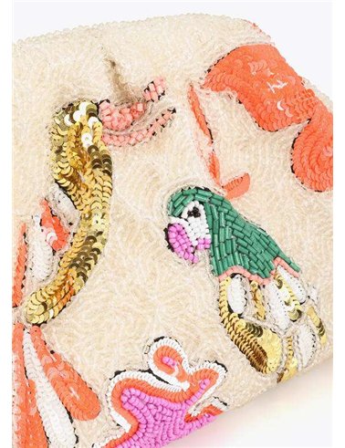 Bolso Cartera Pedreria Loritos Beig