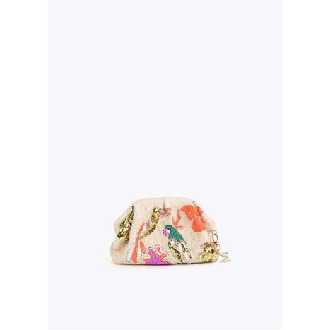 Bolso Cartera Pedreria Loritos Beig
