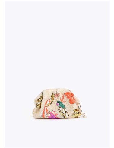 Bolso Cartera Pedreria Loritos Beig