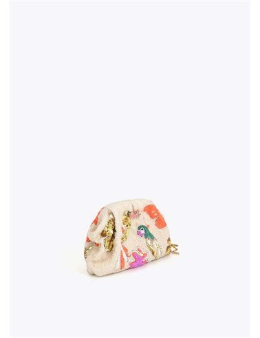 Bolso Cartera Pedreria Loritos Beig