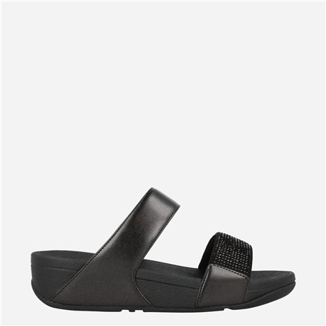 Sandalia Lulu Crystal Slide Negro