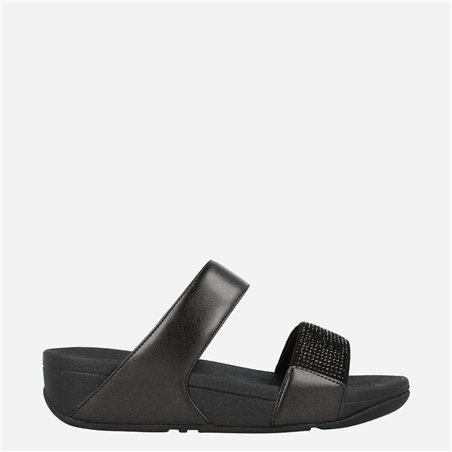 Sandalia Lulu Crystal Slide Negro