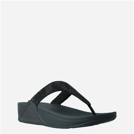Sandalia Lulu Crystal Toe Post Negro Sandalia Lulu Crystal Toe Post Negro