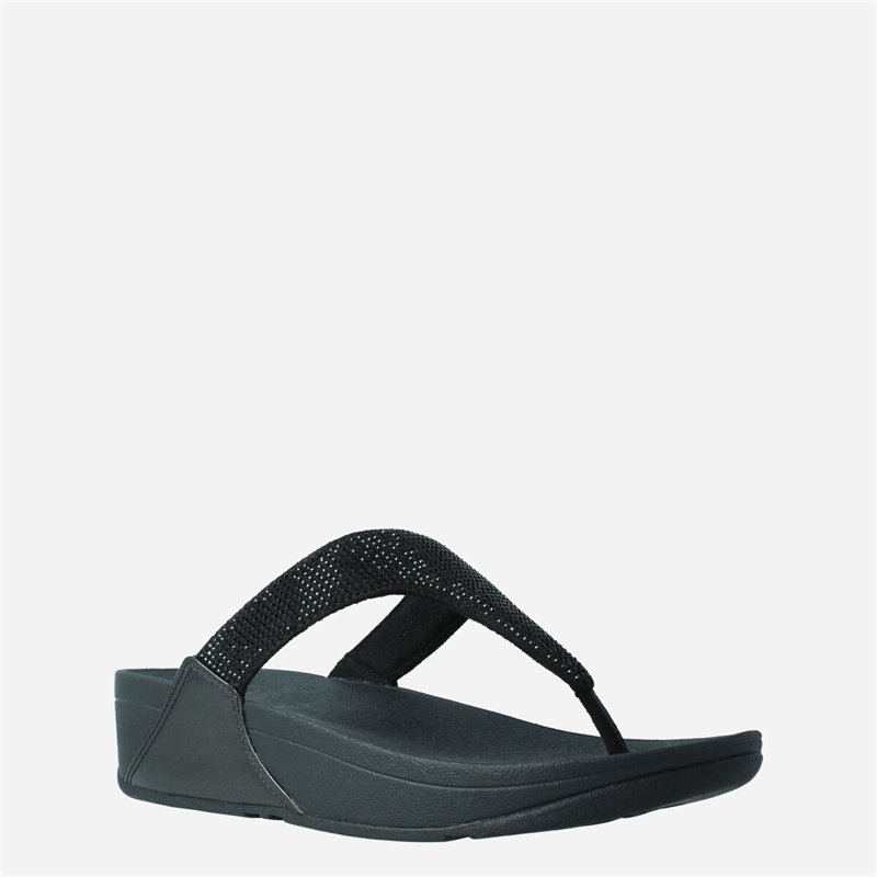 Sandalia Lulu Crystal Toe Post Negro Sandalia Lulu Crystal Toe Post Negro