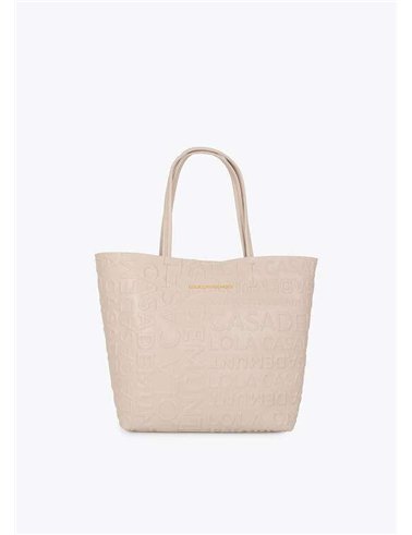 Bolso Shopper Grabado Beig