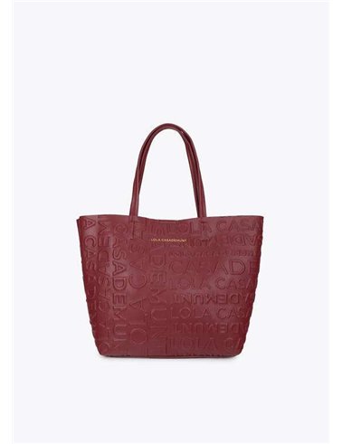Bolso Shopper Grabado Granate